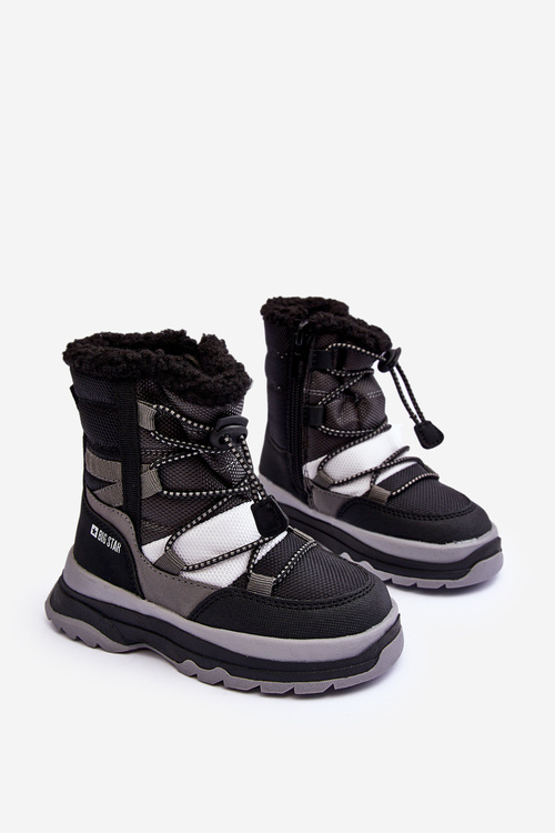 Дитячі снігові черевики на блискавці з хутряною підкладкою, чорні, велика зірка MM374193