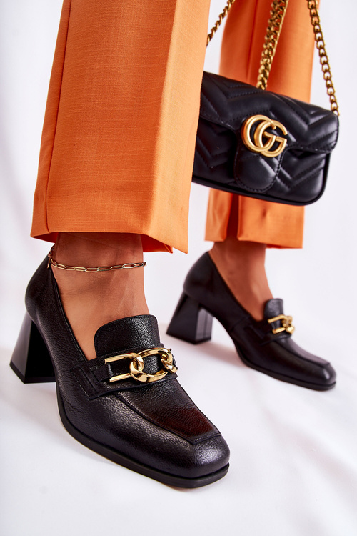 Шкіряні туфлі з ланцюжком Laura Messi 2515 Чорні