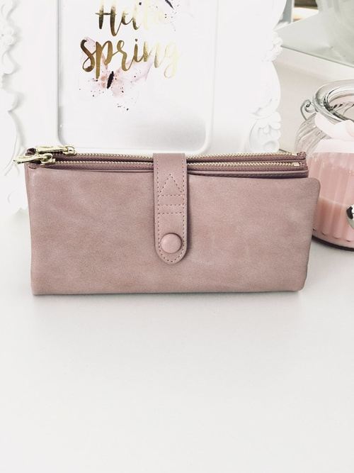 Великий жіночий гаманець позолочений Hardware Powder Pink