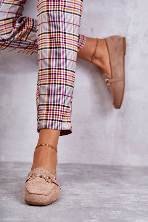 Замшеві класичні лофери темно-бежеві Roddie