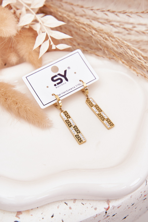 Золоті сережки-підвіски з цирконіями