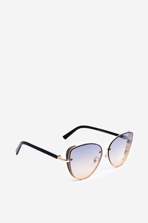 Жіночі сонцезахисні окуляри зі вставками з блискітками UV400 чорно-золоті