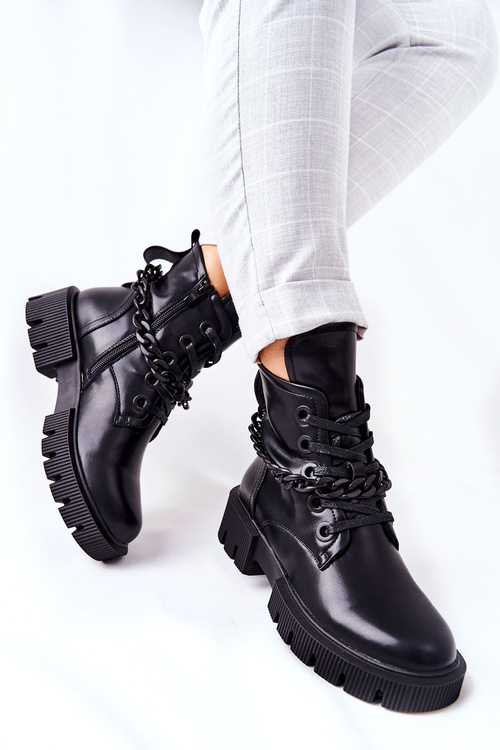 Чоботи високі шкіряні чорні Izzy