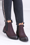 Жіночі темно-бордові шкіряні чоботи на шпильці Fields