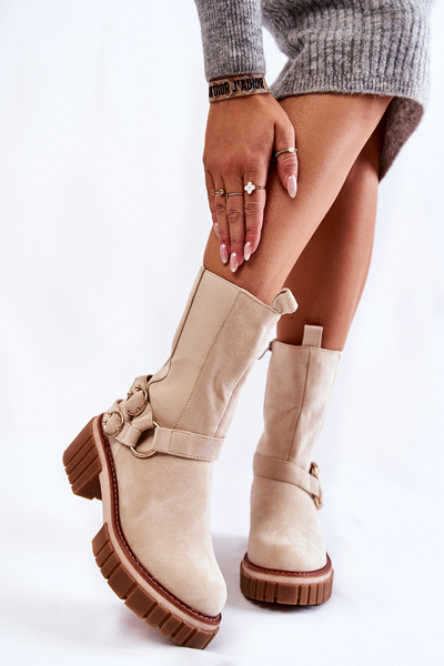Жіночі замшеві теплі черевики Workers Beige Brinnon