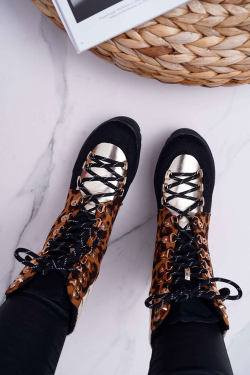 Жіночі черевики Trappers на плоскій підошві з леопардовим принтом Move On