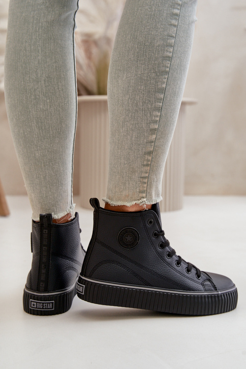 Жіночі утеплені кросівки з еко шкіри Big Star OO274790 Чорні
