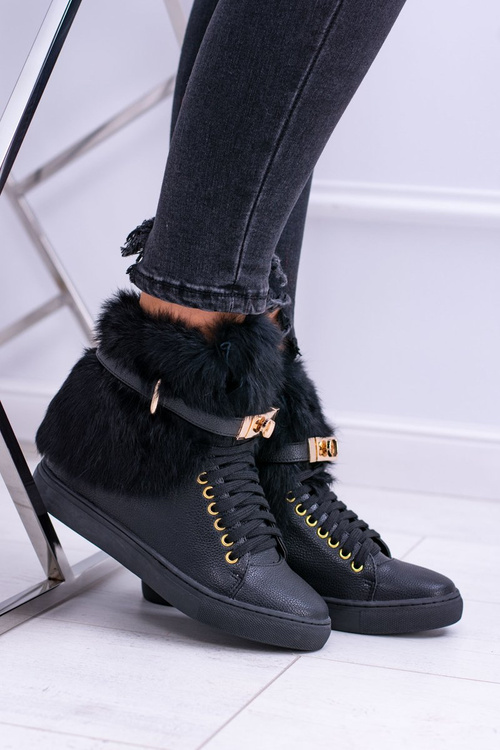 Чорні чоботи Lu Boo з натуральним хутром Gisele