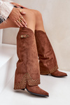 Чоботи З Загнутим Чоботом На Каблуці Коричневі Iveliri