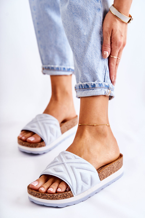 Жіночі замшеві тапочки на масивній платформі Blue Heritta