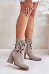 Замшеві ажурні ботильйони на каблуці Cappuccino Lewski 3629