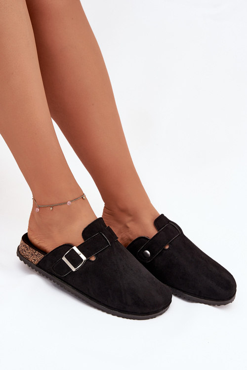 Жіночі Кломпи На Корковій Платформі Срібна Пряжка Big Star SS274736 Чорні