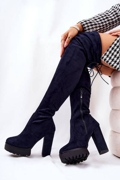 Замшеві чоботи темно-сині Fillis