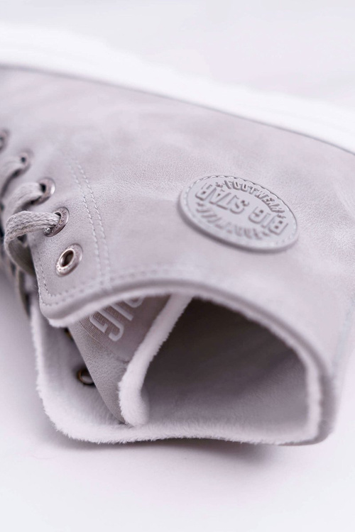 Жіночі утеплені кросівки Big Star на високих підборах сірі EE274114