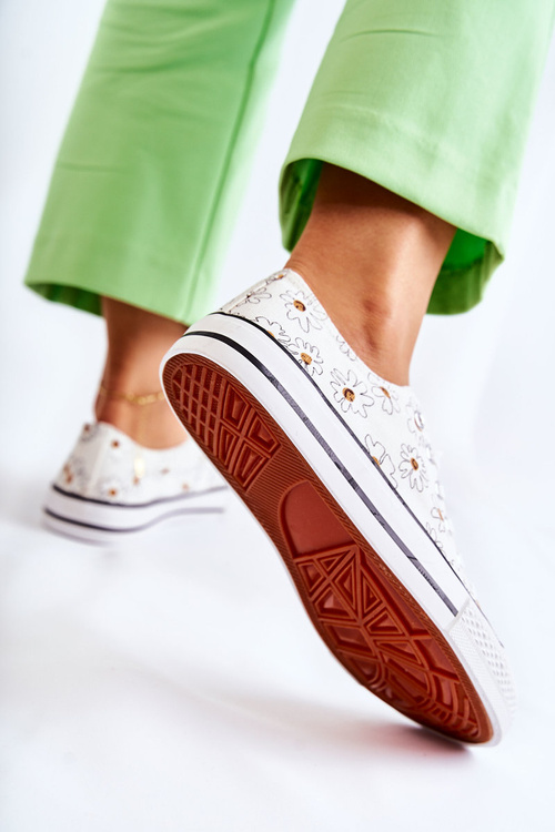 Жіночі низькі кросівки з квітами Білі Janey