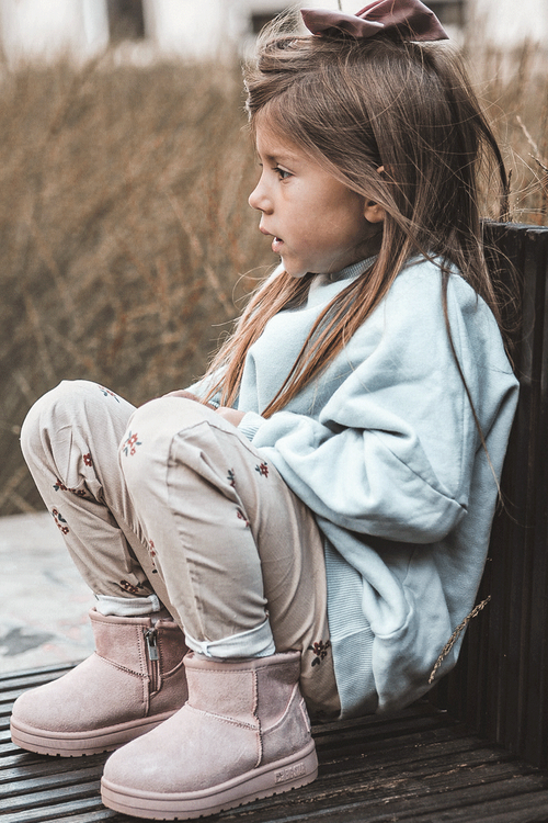 Дитячі зимові черевики утеплені хутром з вушками Рожева Betty