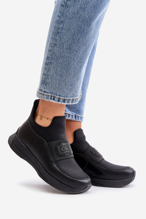 Спортивне взуття на платформі шкіряне чорне Artiker 55C0035