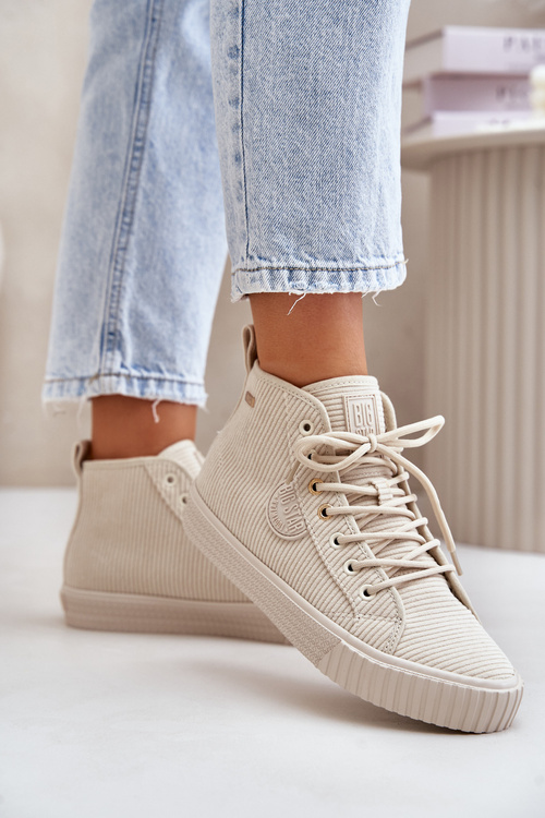 Утеплені вельветові жіночі кросівки Big Star OO274771 Hi-Poly System Beige