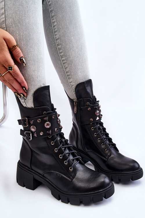 Жіночі високі чоботи на блискавці чорні Kastella