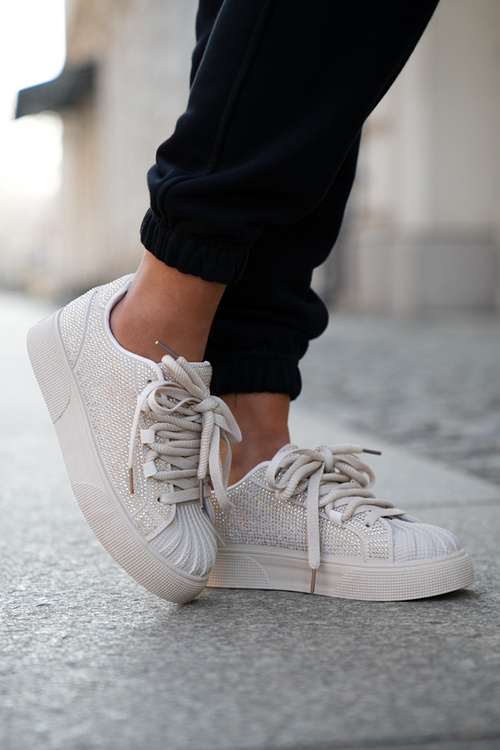 Жіночі кросівки з декором на платформі бежеві Eanneth