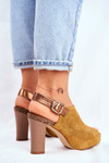 Ажурні босоніжки на блочному каблуці Sergio Leone SK855 Жовті