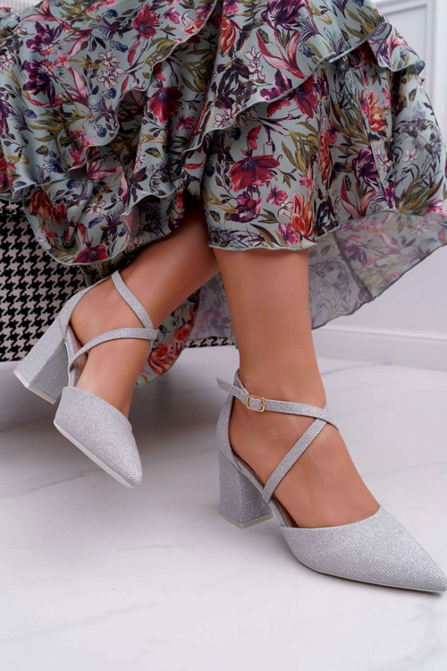 Жіночі туфлі на шпильці Brocade Silver Perset