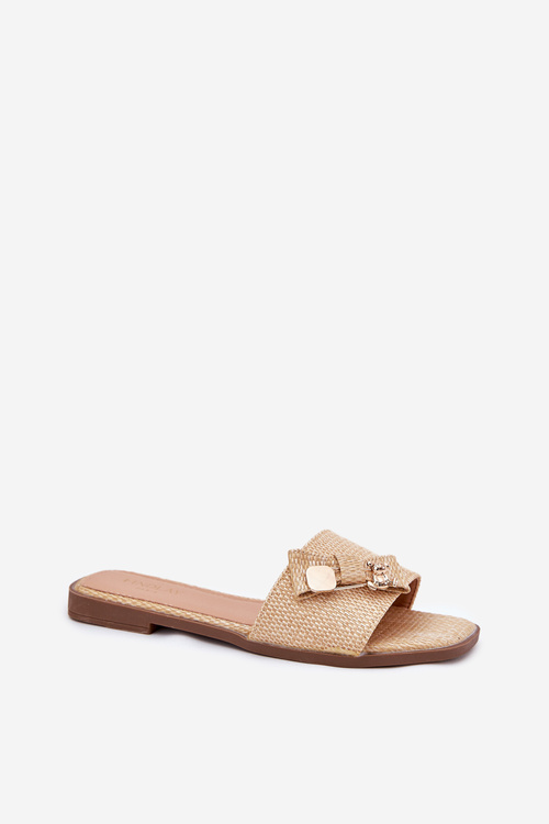 Жіночі Сандалі На Плоскому Каблуку З Бантом Бежеві Sallariela