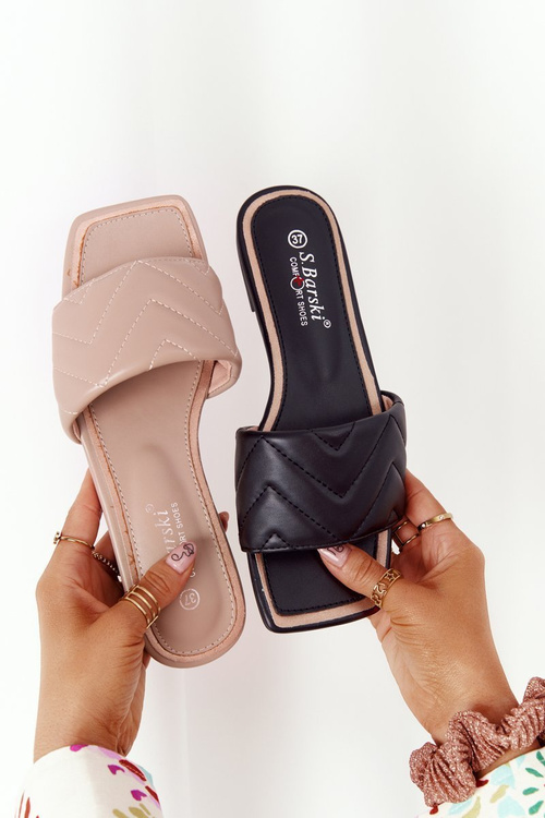 Шкіряні тапочки зі стьобанням S.Barski 331-42 Cappuccino