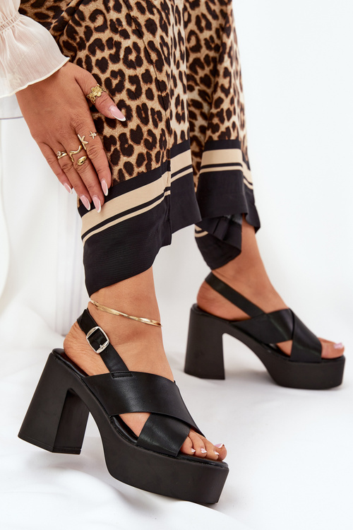 Жіночі Сандалі На Каблуку І Платформі З Еко Шкіри Чорні Annavin