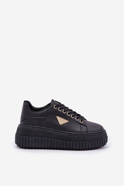 Стильні кросівки на масивній платформі чорні Vallexia