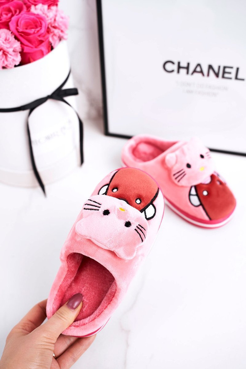 Дитячі утеплені домашні тапочки Bright Pink Kitty