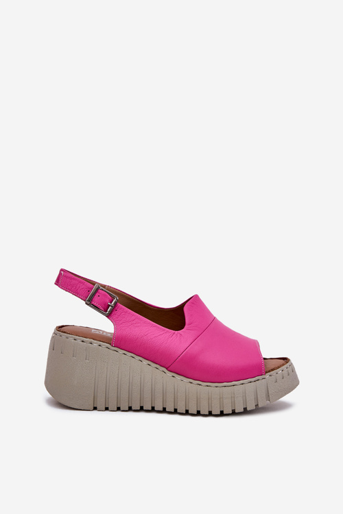 Жіночі Сандалі З Природної Шкіри На Танкетці Фуксія Artiker 54C0789