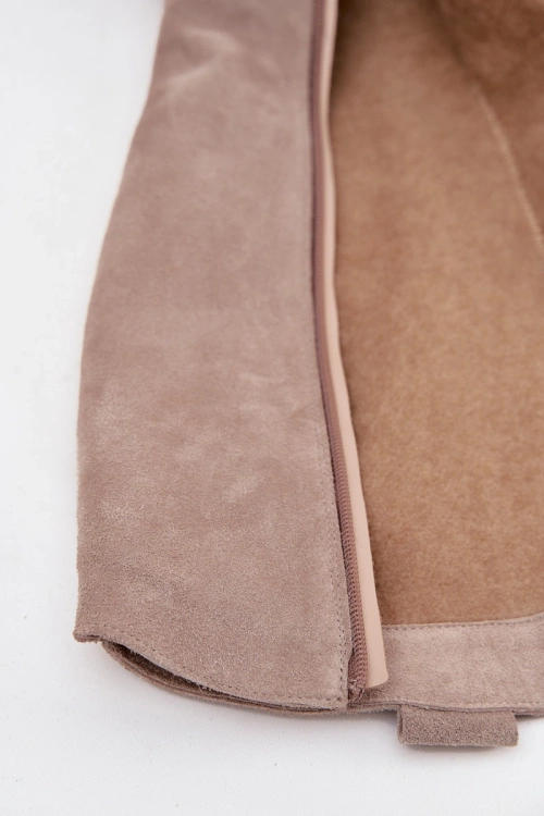 Шкіряні Замшеві Козаки Зігріті Zazoo 4224 Cappuccino