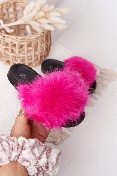 Дитячі тапочки з хутром Фуксія Fashionista