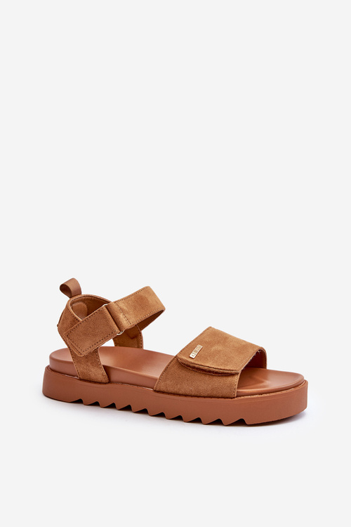 Жіночі замшеві босоніжки на платформі Big Star NN274705 Коричневі