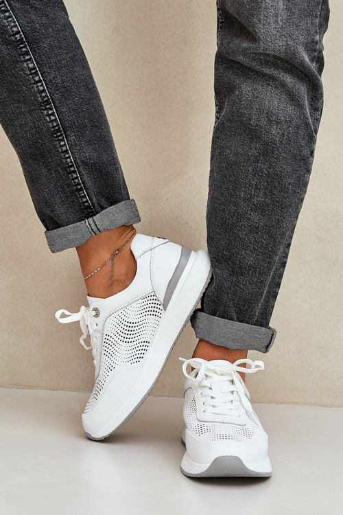 Шкіряне Спортивне Взуття Жіночі Кросівки S.Barski LR51-551 Білі