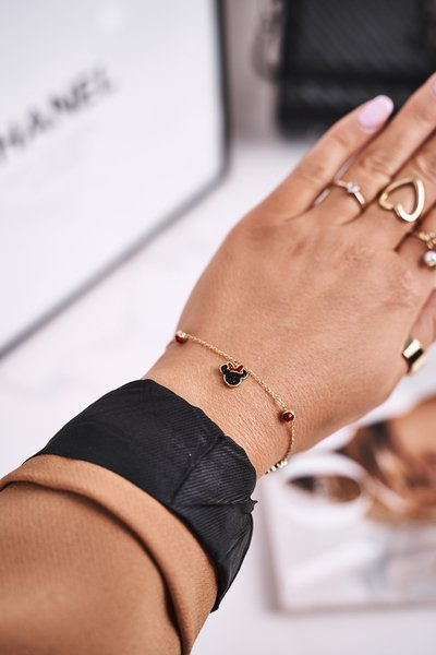 Браслет з підвісками з червоного кубічного цирконію Золотий Мінні