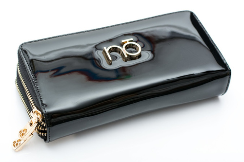 Великий жіночий чорний лакований гаманець Nobo