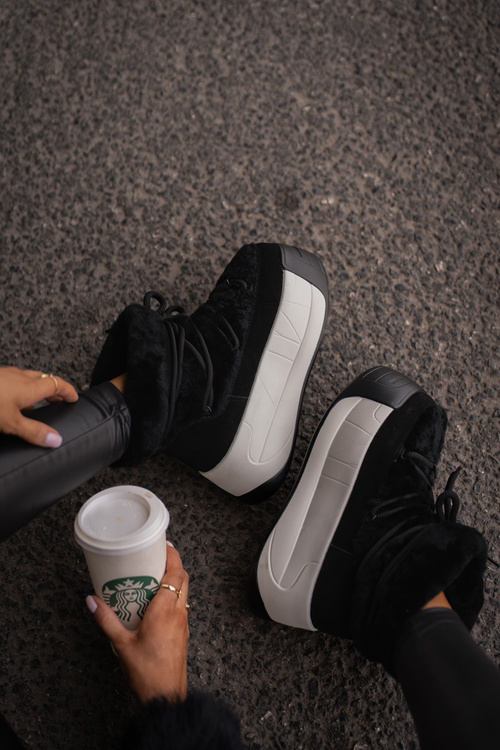 Жіночі шкіряні зимові черевики на товстій підошві з хутром Big Star OO274A206 Чорні