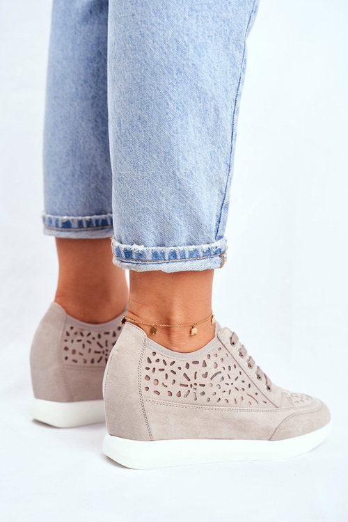 Жіночі кросівки на танкетці Sergio Leone сірі PB122