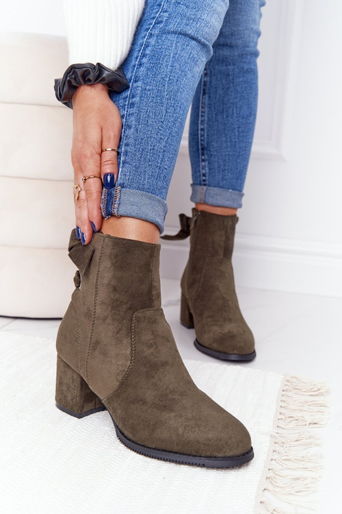 Жіночі утеплені чоботи на блочному каблуці Зелені Kayla