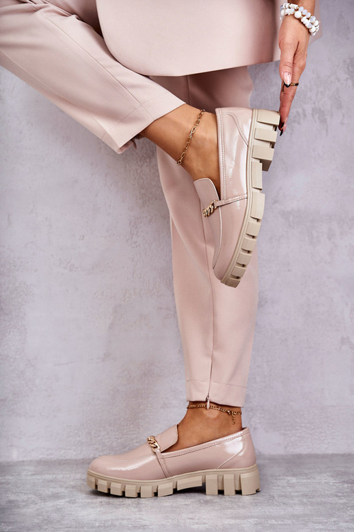 Лаковані туфлі на ланцюжку Beige Anne