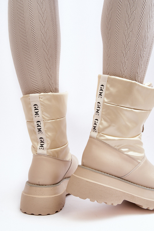 Жіночі зимові черевики на товстій підошві GOE MM2N4079 Бежеві