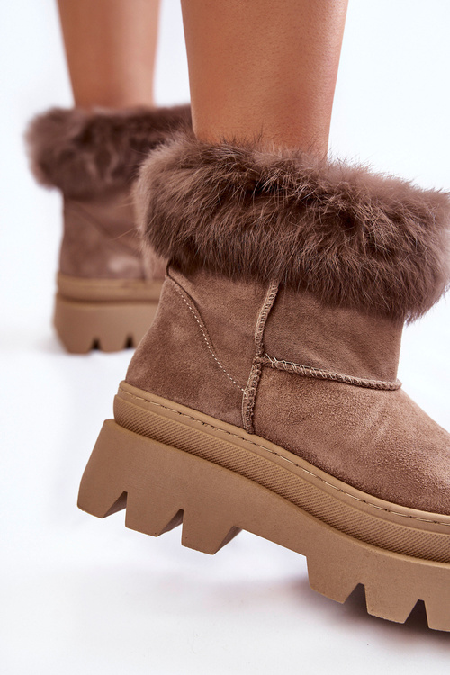 Жіночі замшеві зимові черевики темно-бежеві Ann