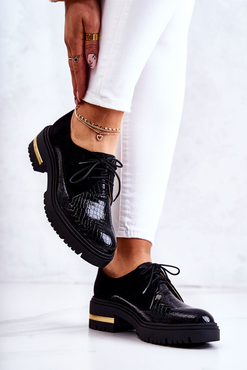 Жіночі шкіряні броги на зав'язці чорний Merevin