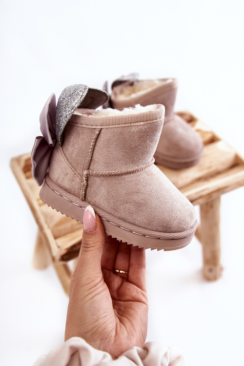 Теплі сноуборди для дівчинки з бантами сірі Meriva