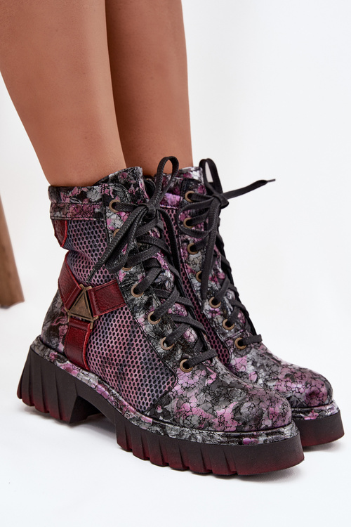 Шкіряні робочі черевики жіночі Maciejka 07072-23 бордо