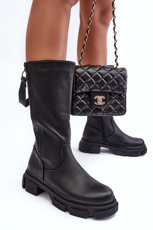 Чоботи-півчобітки з верхом чорного кольору