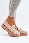 Жіночі лофери на платформі з китицями світло-бежеві Mialani