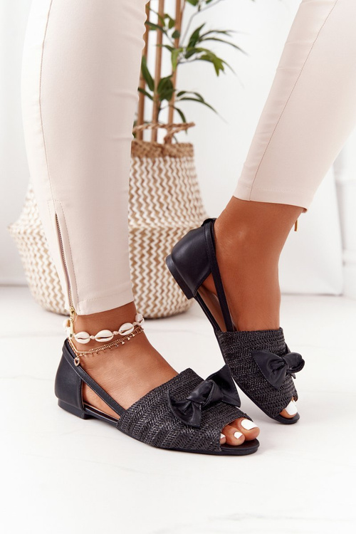 Плоскі плетені сандалі Lu Boo Black